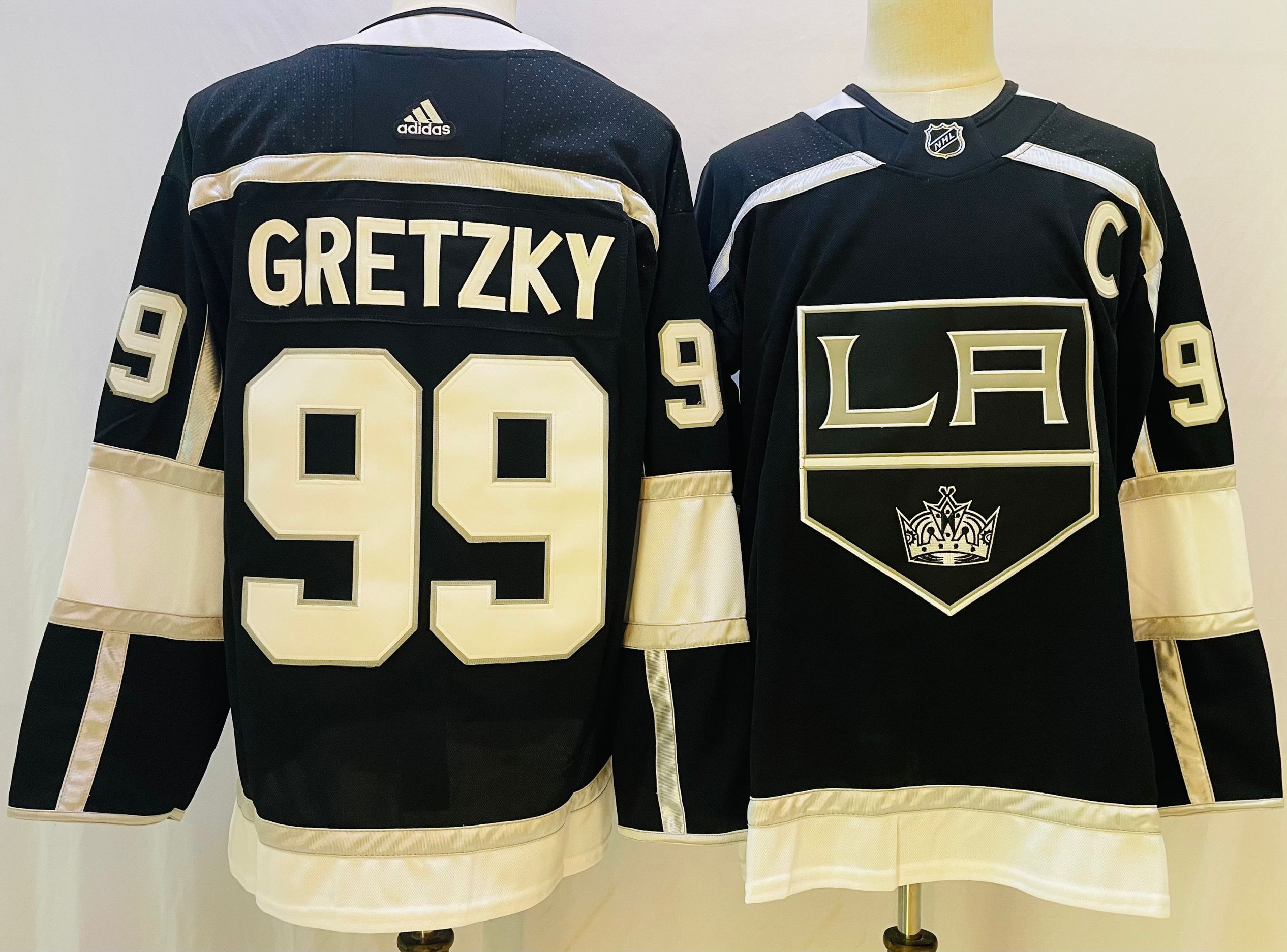 Men Los Angeles Kings 99 Gretzky Black Throwback 2022 Adidas NHL Jersey